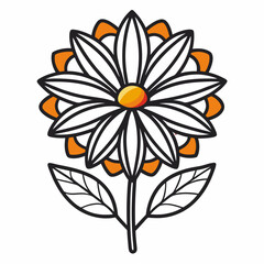 Tithonia Bloom Flower Botanical Drawing Line Art Vector Illustration