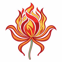 Flame Lily Bloom Flower Botanical Drawing Line Art Vector Illustration