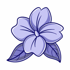 Naklejka premium Periwinkle Bloom Flower Botanical Drawing Line Art Vector Illustration