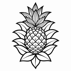 Pineapple Lily Bloom Flower Botanical Drawing Line Art Vector Illustration