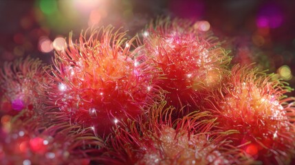 Tropical Summer Desserts Vibrant, abstract depiction of colorful, spiky textures with a dreamy background.