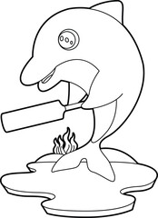 Fototapeta premium Dolphin Cricket Cricket bat Animal Vector Graphic Art Illustration