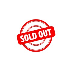 A bold "SOLD OUT" stamp, signifying the final sale, is stamped on an item. This image conveys a sense of immediate availability, with the classic stamp design.