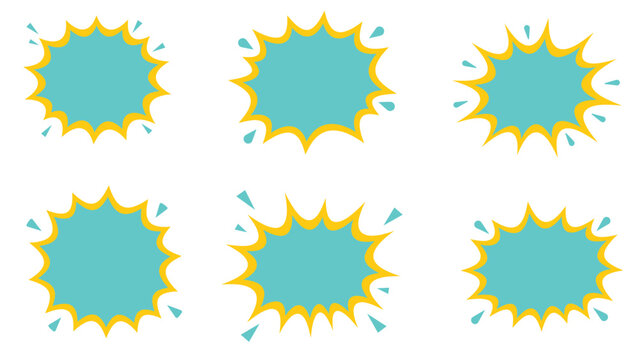 yellow cyan explosion shape editable vector button set