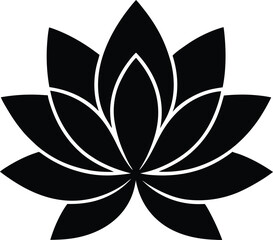 Minimal Lotus Flower Silhouette Vector – Top View with Clean Petals