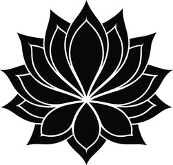 Sleek Lotus Flower Silhouette Vector with Symmetrical Petal Design