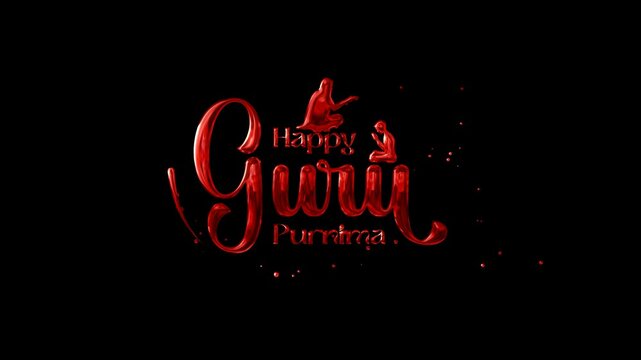 Happy Guru Purnima Animated Text with beautiful lettering in red color. Perfect for greeting card and Happy Guru Purnima celebrations.