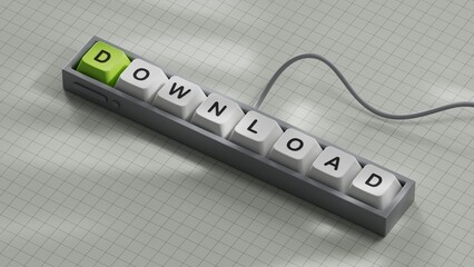 Fototapeta premium Download - word concept. Minimalist Abstract Design With close up of Computer keyboard keys,3D rendering on white background.