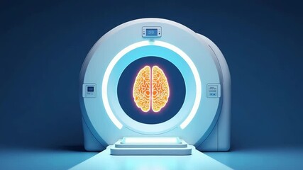 Brain scan image in futuristic medical device, for healthcare websites