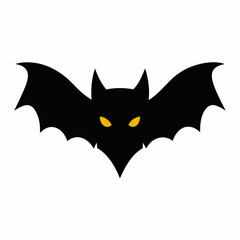 Scary Bat with Yellow Eyes Cartoon Vector