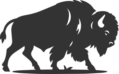 Black drawing silhouette of a bison animal vector