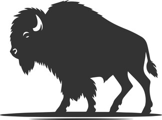 Black drawing silhouette of a bison animal vector