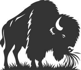 Black drawing silhouette of a bison animal vector