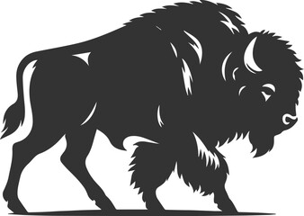 Black drawing silhouette of a bison animal vector