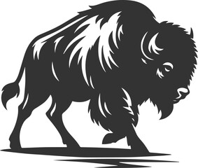 Black drawing silhouette of a bison animal vector