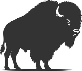 Black drawing silhouette of a bison animal vector