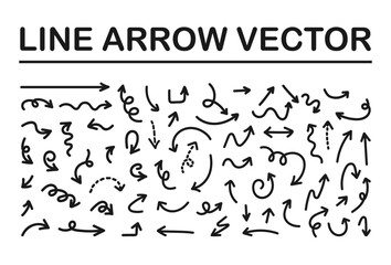 Fototapeta premium Set of simple lines hand drawn black arrows in various style. Set of simple of hand drawn black arrows. Set of simple lines hand drawn black arrows vector