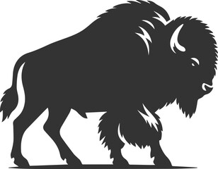 Black drawing silhouette of a bison animal vector