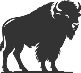 Black drawing silhouette of a bison animal vector