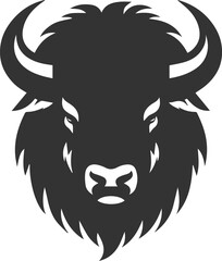 Black drawing silhouette of a bison animal vector