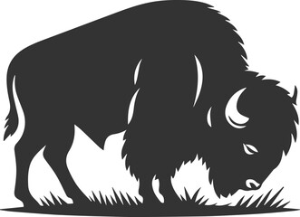 Black drawing silhouette of a bison animal vector