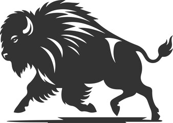 Black drawing silhouette of a bison animal vector