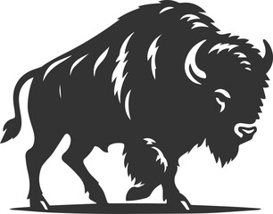 Black drawing silhouette of a bison animal vector