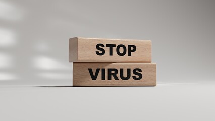Stop virus concept. Hope and the end. Stop virus; long-term effects of coronavirus. Chronic fatigue, feeling tired easily. Medical, treatment long covid symstoms, recovery tips. wooden blocks.