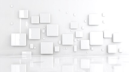 Floating White Cubes Abstract Background
