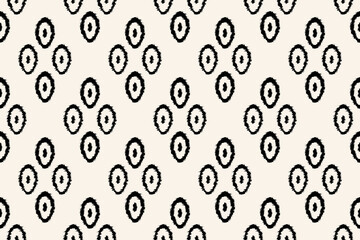 Vector seamless pattern. Repeating the abstract background with circles.  Graphic linear streaks with dots. Ikat abstract background art. Ethnic tribal, Design for fashion, fabric, and textile