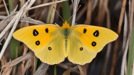 Stunning Yellow Butterfly with Black Spots Detailed Closeup Macro Photography