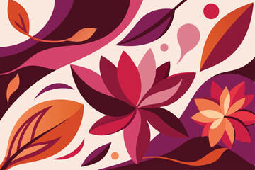 Botanical doodle background art vector set. Flower and leaves abstract shape doodle art design for print, wallpaper, clipart, wall art for home decoration.