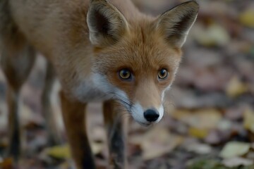 Fototapeta premium Intense gaze of a curious fox