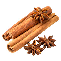 Cinnamon Sticks and Star Anise &ndash; Spices Isolated on Transparent Background PNG &ndash; Generative AI Culinary Ingredients for Cooking, Packaging, and Design Use


