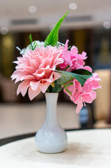 vase with pink flowers