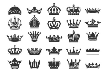 Premium Crown Silhouette Set, royal luxury crown collection. vector illustration 2