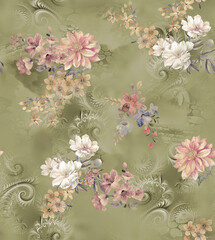 beautiful flower fractal background design print