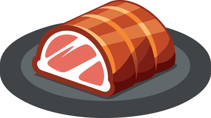 Obraz premium Delicious Brisket Meat Plate Vector Artwork
