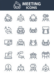 Set of meeting icons, conference, business