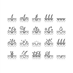 Set of skincare icons, epidermis, and skin health