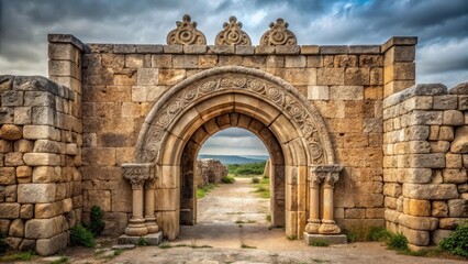 Fototapeta premium Ancient Stone Archway A Journey Through Time's Passage to a Serene Landscape