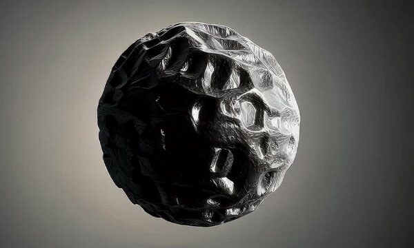 Detailed Textured Gray Sphere on Neutral Background Artistic Abstract Three Dimensional Shape with Geometric Structure and Rendering Style for Adobe Stock