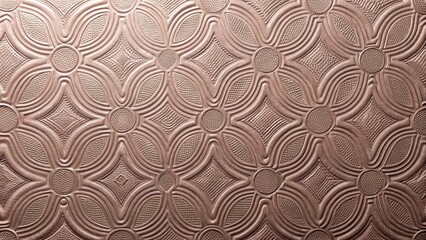 Elegant Embossed Floral Pattern with Geometric Accents on a Rich Brown Surface