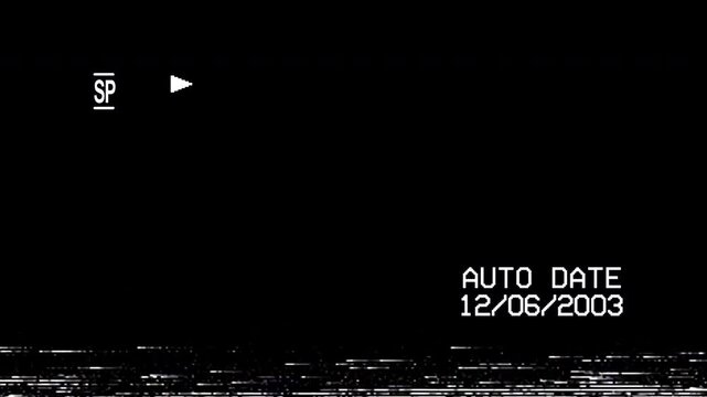 VHS Auto Date Videotape Glitch Screen Seamless 4K Video Background Overlay Effect Loop