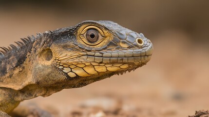 Fototapeta premium Close-up of a Striking Iguana Reptile Profile
