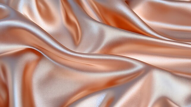 Smooth rose gold satin fabric background with metallic sheen, luxury and softness combined .