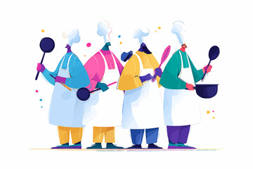 Vibrant Chefs Culinary Team Illustration  Restaurant Food Cooking