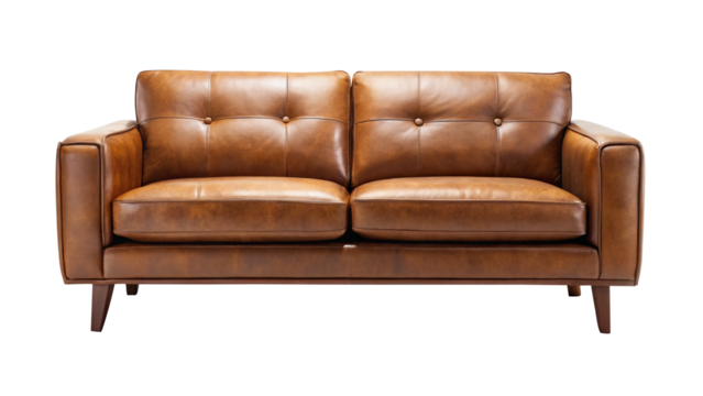 lassic Leather Sofa PNG Elegant Couch with Transparent Background
