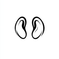 Obraz premium ear silhouette , black and white illustration isolated on white background