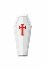 Obraz premium White Coffin with Red Cross Symbolism and Funeral Design